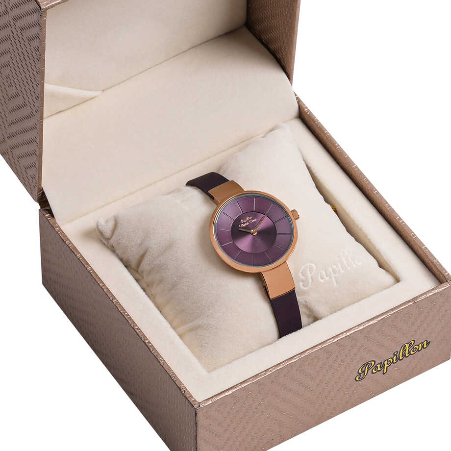 Leather PAPILLON Watch Rose Gold
