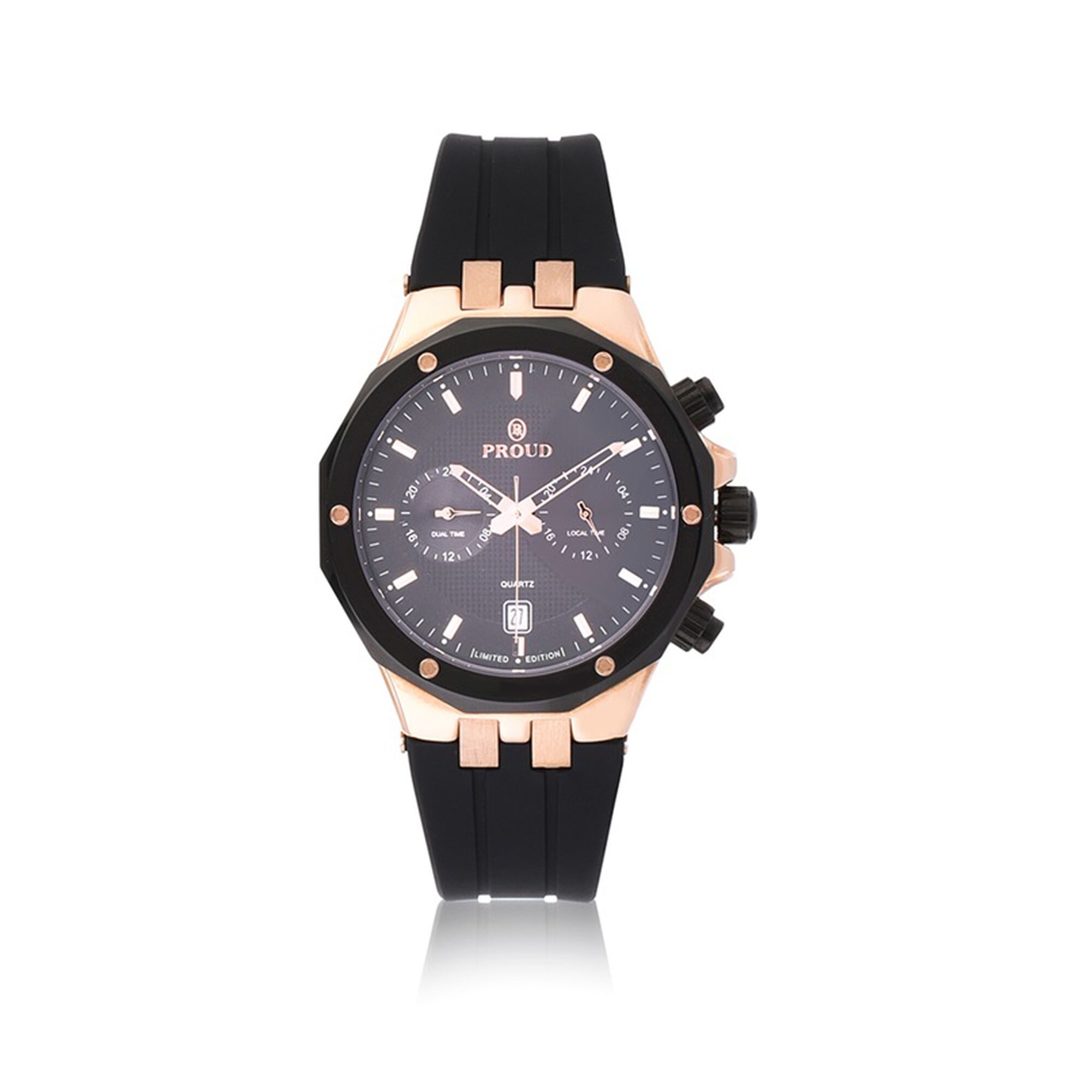 Proud Rubber Rose Gold With Black Men&rsquo;s Watch - STF-19PR002