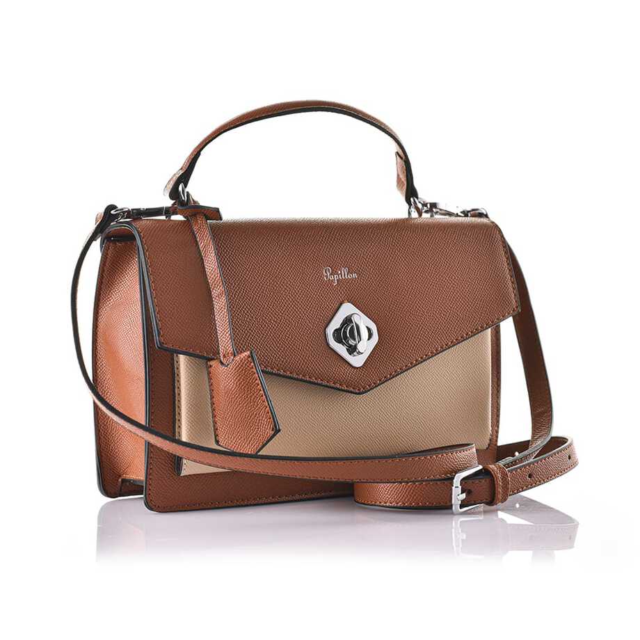 Papillon Handbag Brown and Beige- Women&rsquo;s bags - BRL-FY-19260