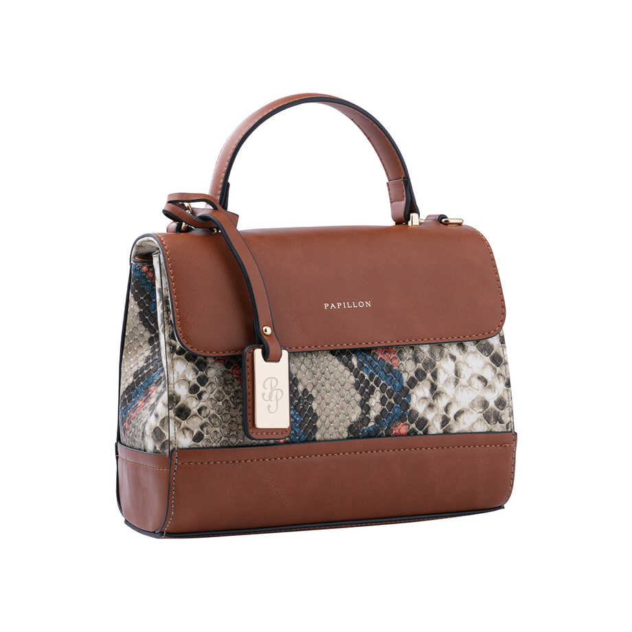 Camel Snake-Pattern Papillon Handbag &ndash; NOR-84300_S