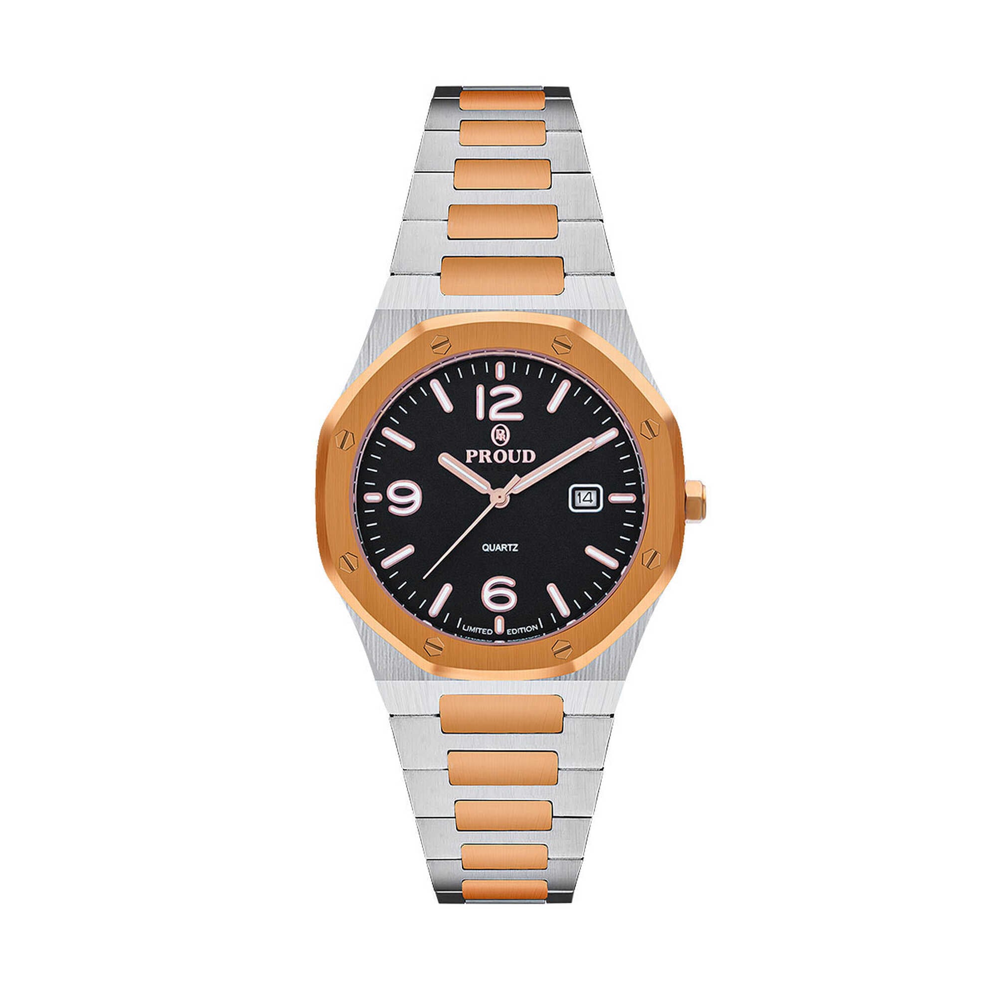 Proud Rose Gold and Silver with Leather Strap Men&rsquo;s Watch - UH-21PR014